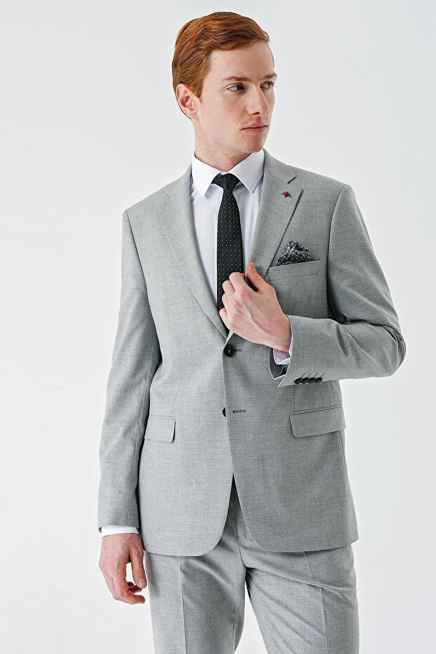 Men's Gray Mono Collar 6 Drop Comfort Fit Comfortable Cut Suit 1001240102