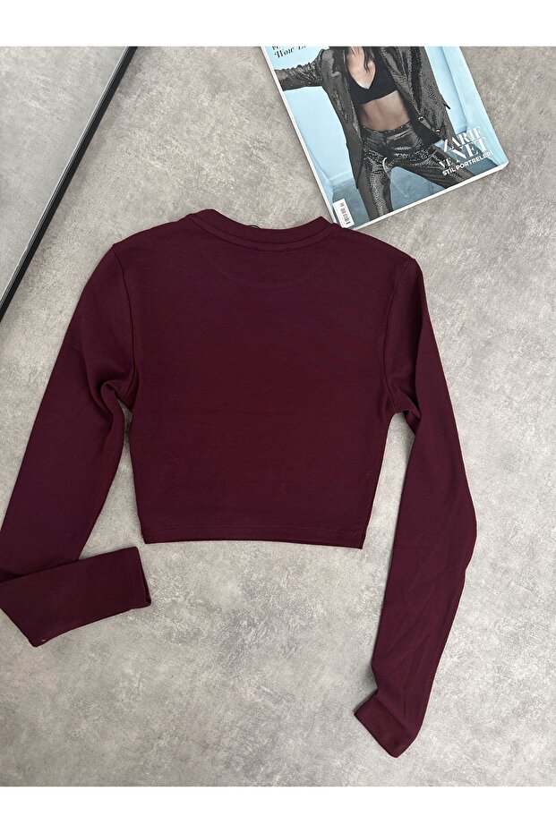 Uzun Kollu Basic Crop Top - 3