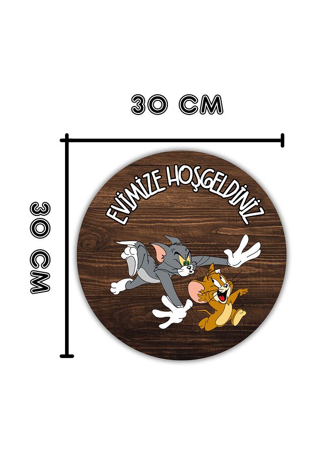 Modern Ahşap Kapı Süsü - Ahşap Zemin Tom Ve Jerry Dış Mekan Kapi Susu - Duvar Süsü - 4