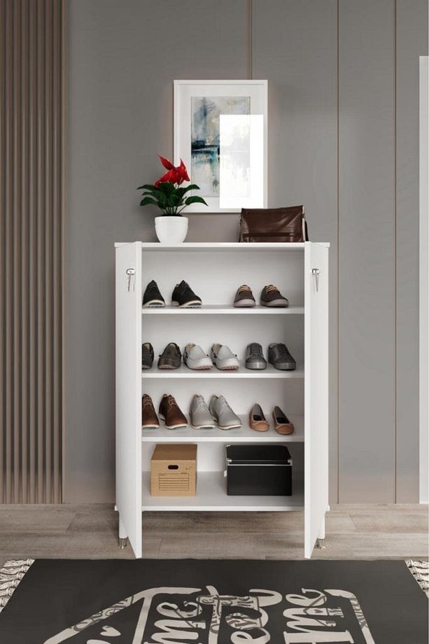 75 X 120 X 36 Simple Ayakkabılık  Çok Amaçlı Dolap Mutfak Kiler Balkon Beyaz Gümüş - 3