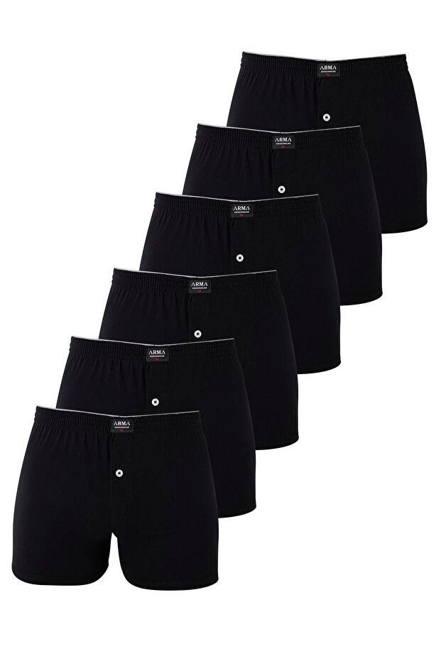 Pack of 6 Black Men's Combed Cotton Towel Waist Boxers 100% Cotton