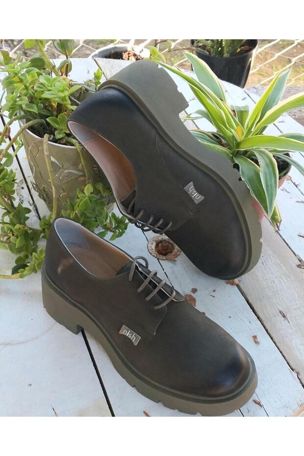 N24166 Women's Genuine Nubuck Leather Thick Soled Masculine Casual Shoes