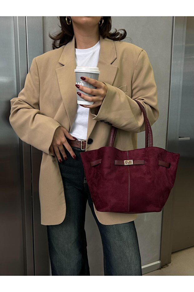 Tarya Women's Shoulder Bag with Suede Belt Detail