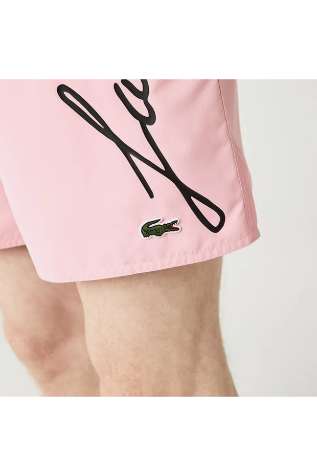 Erkek Baskılı Pembe Mayo Şort - 7