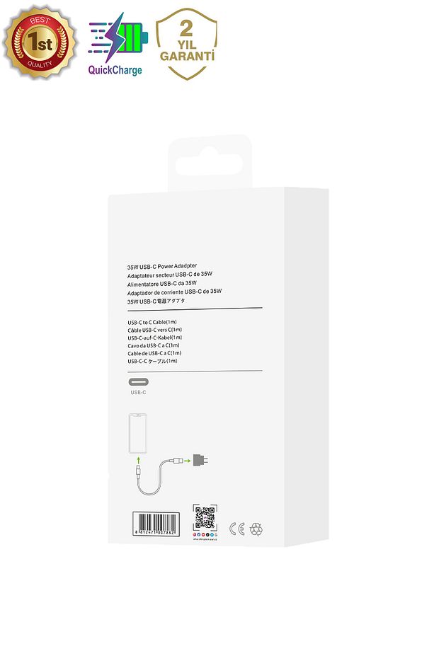 Apple iPhone 15 16 Serisi 35W Ultra Hızlı Şarj Seti USB-C + Örgü Kablo - 7