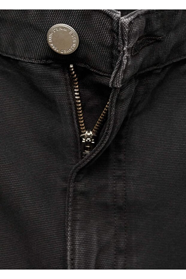 Fermuarlı kargo jean pantolon - 7