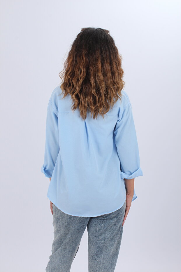Kadın Oversize Uzun Basic Gömlek - 4