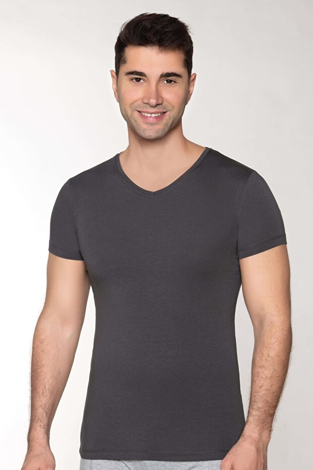 Men's Modal V-Neck Athlete T-Shirt - Anthracite