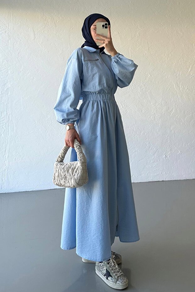 Rochie neagră Naomi cu fermoar - 1