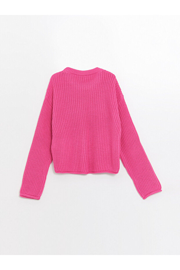 LCW Kids Bisiklet Yaka Uzun Kollu Kız Çocuk Triko Kazak (W4) - 3