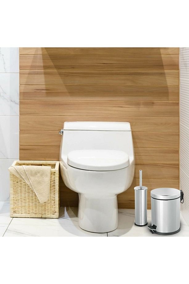 Pedallı Çöp Kovası Wc Fırça Set 3 lt Krom - 5