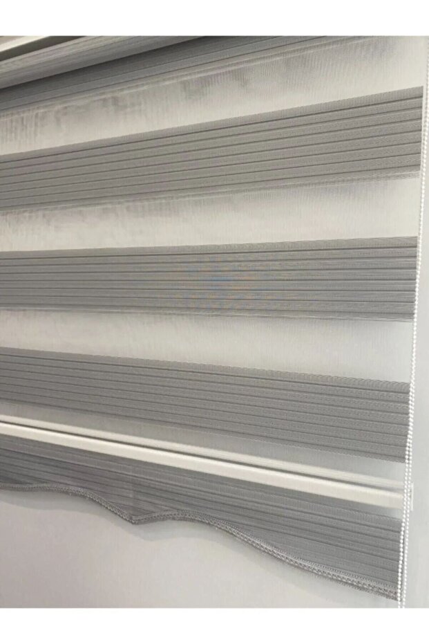 Gri Pliseli Zebra Perde - 1