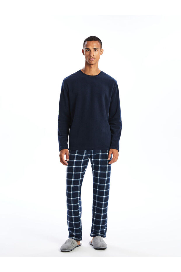 Lcw Standart Kalıp Ekose Erkek Polar Pijama Takımı - 3