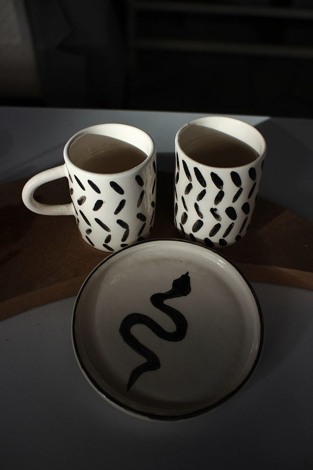 snake, yılanlı tabak, fincan seti, seramik, hediyelik set - 1