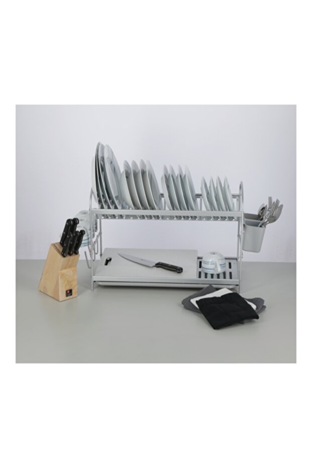 رف أطباق كبير مكون من طبقتين - 2