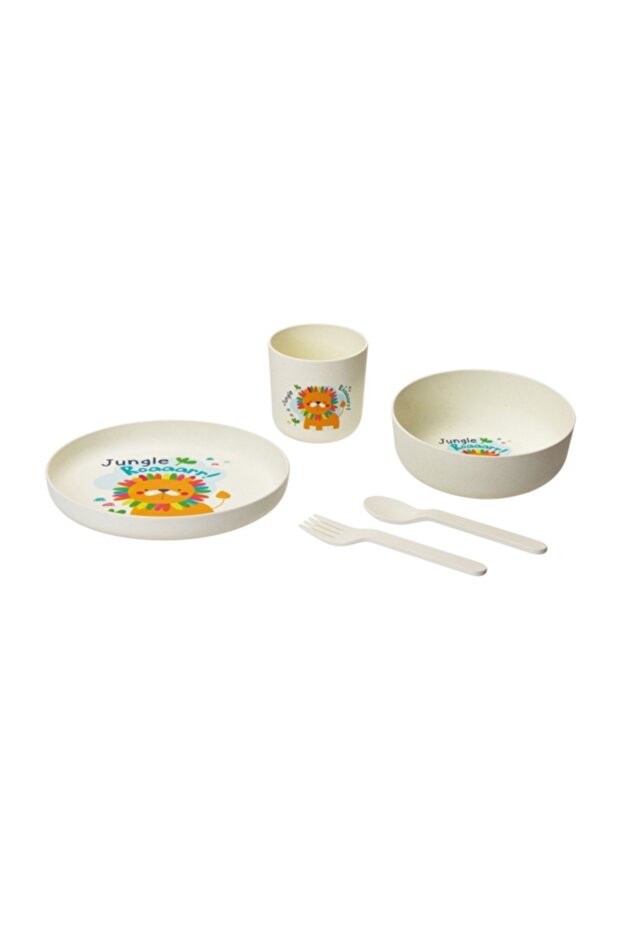 5-Piece Jungle Roar Tiger Printed Kids Dining Set