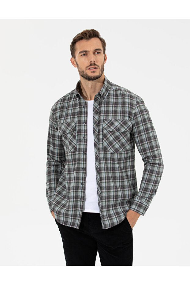 Green Regular Fit Long Sleeve Shirt 50259492-Vr054