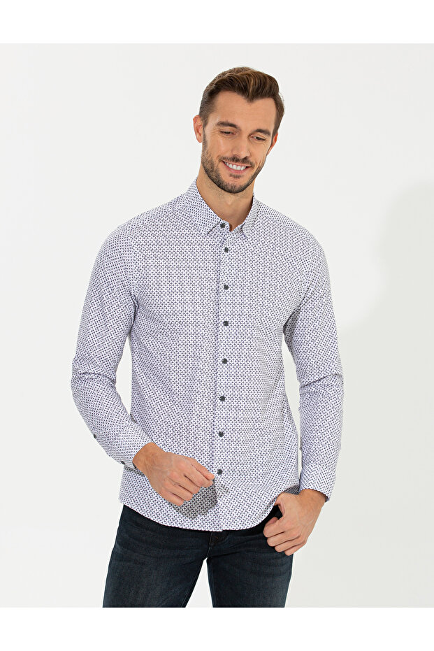 Purple Slim Fit Long Sleeve Shirt 50259486-Vr038