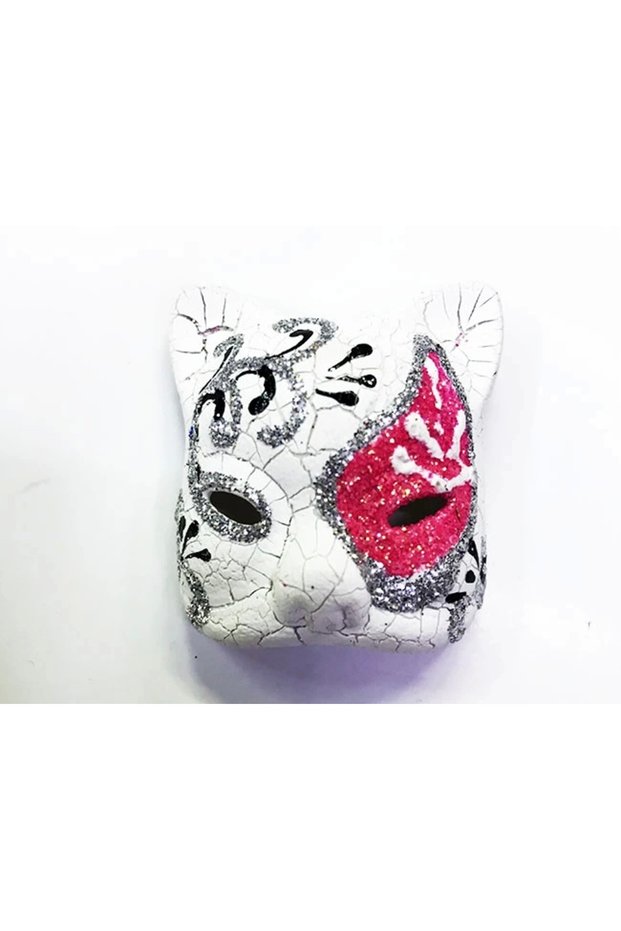 Venetian Cat Model Magnet Made of Pink Color Embroidered Ceramic Material