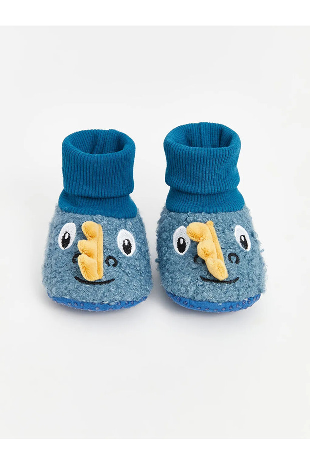 Mavi Erkek Bebek Çoraplı Ev Ayakkabısı - 3