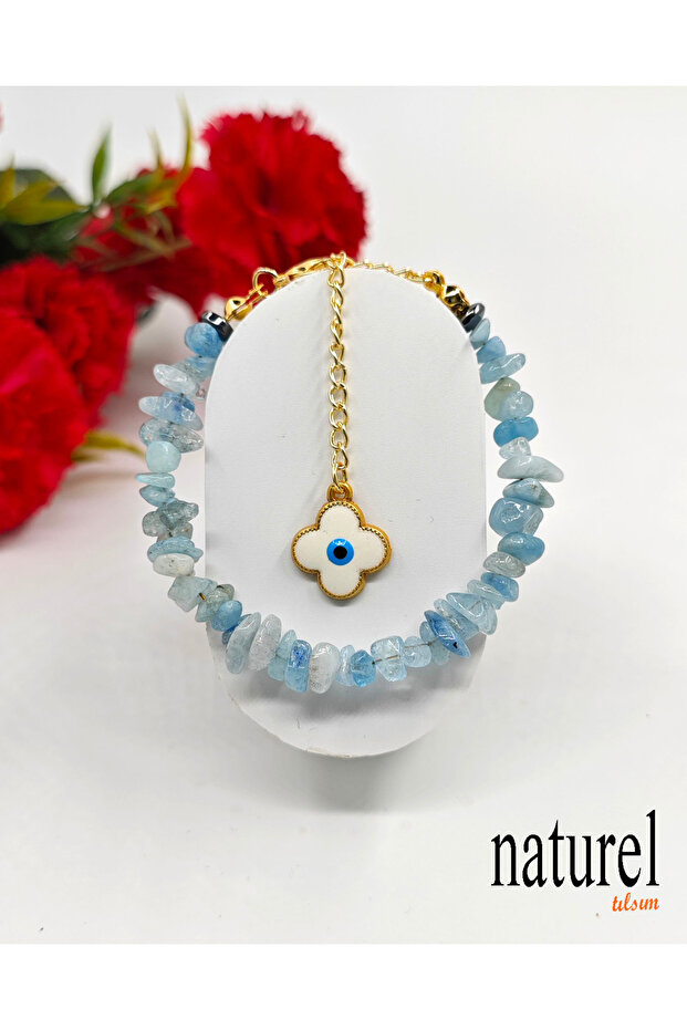 Aquamarine Broken Natural Stone Women's Bracelet