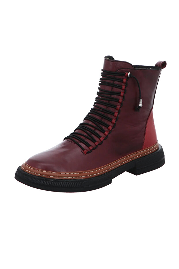 Burgundy Genuine Leather Boots - Model Name: Hematite