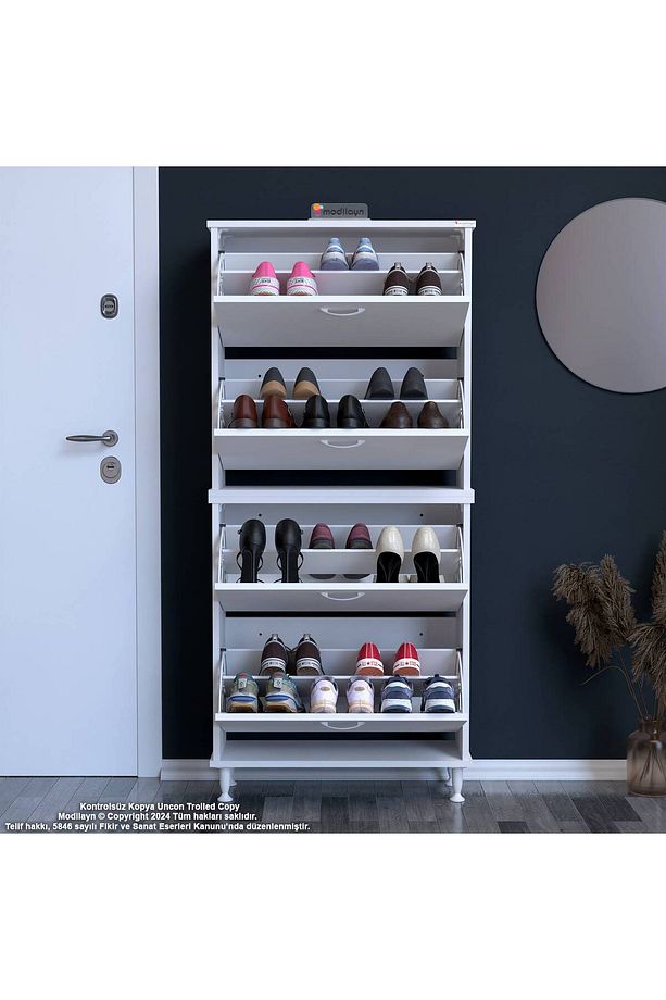 Umay' 2 Li Antre Hol 52 X 160 X 25, 5 Cm’ Lik 4 Düşer Kapak 8 Göz Bölmeli Ayakkabılık - 3