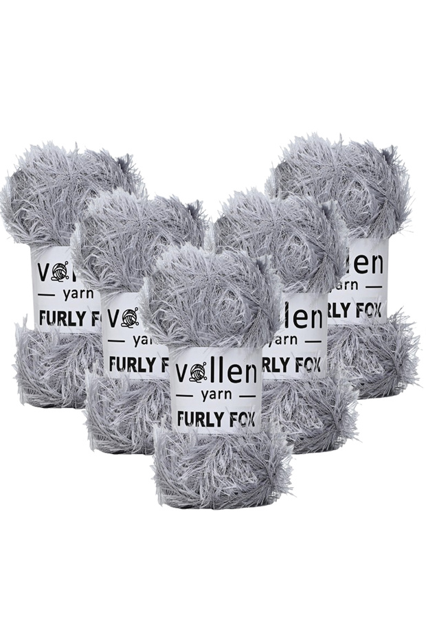 5 Adet Furly Fox El Örgü Ipi Hırka Kazak Ipliği,tuylu Ip,pelus Ip,sakalli Ip,,paspas Ipi, Açık Gri - 1