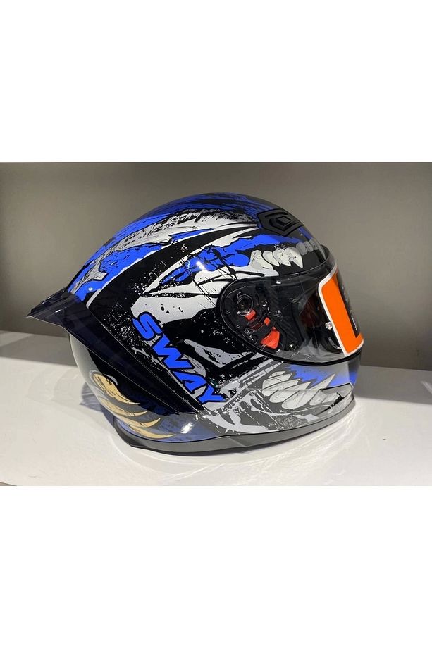 Kask B-503 (817) Güşeş Vizörlü Croco Mavi - 4