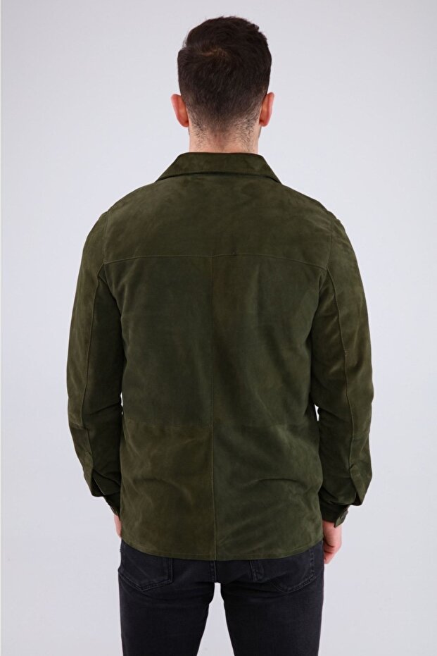 Düğmeli Süed Gömlek - 8