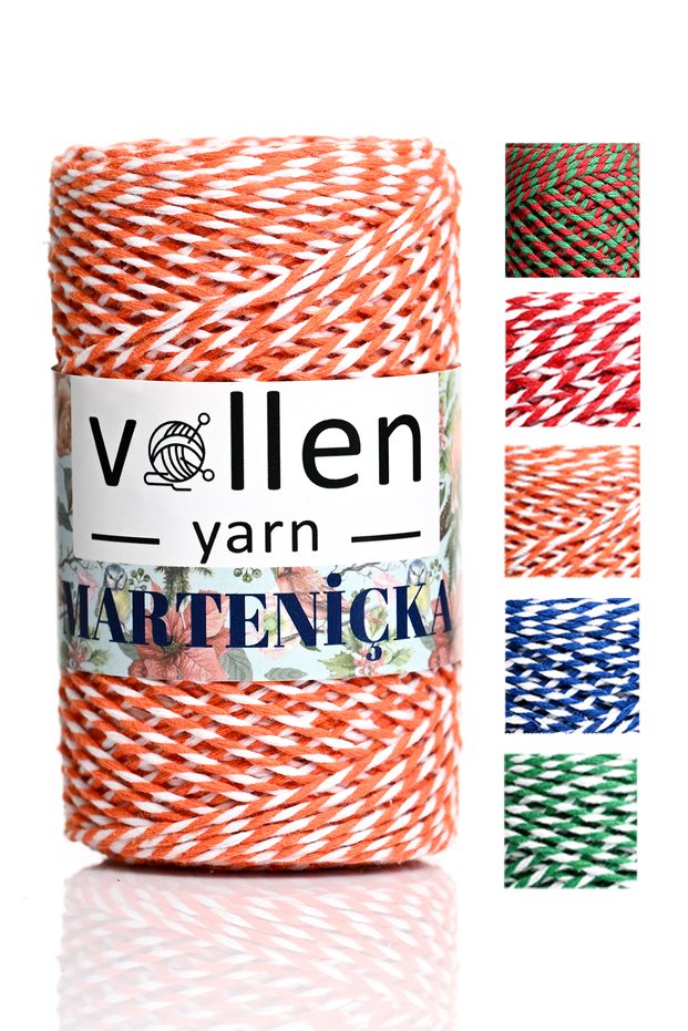 Premium 150 Meters 200 g Martenitsa String Orange White Package String Gift Packaging String, Orange White