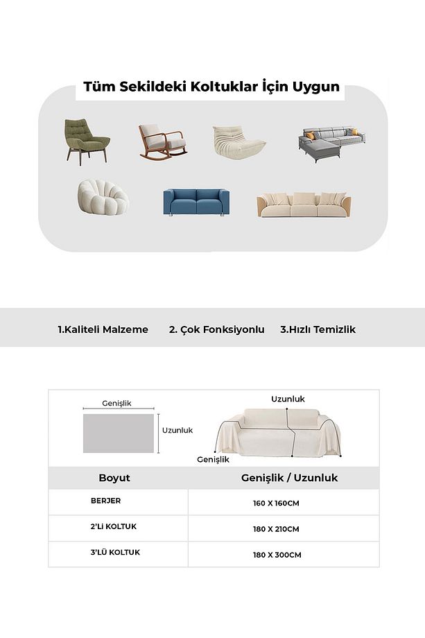 Wellsoft / Berjer Ve Tekli Koltuk Örtüsü Ve Tv Battaniyesi 140x140 1 Adet 45x45 Kırlent Kılıfı - 4