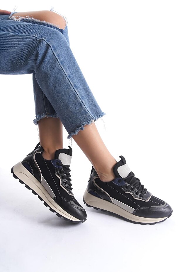 Sersp Black Navy Blue Sneaker Casual Lightweight Sports Shoes