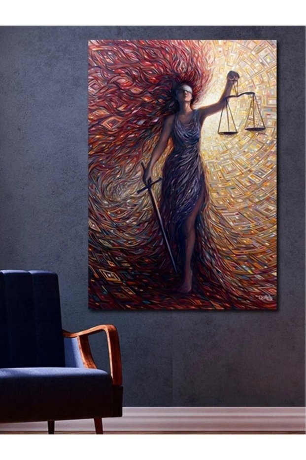 Original Design Goddess of Justice Themis, Scales of Justice, Legal Law Firm Canvas Painting