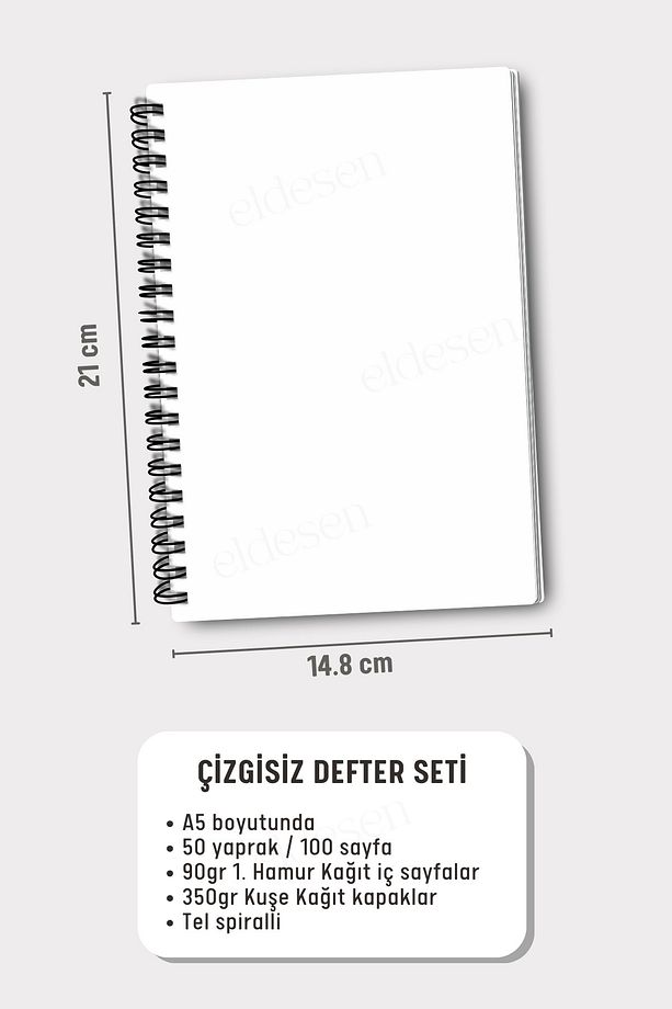 Van Gogh Spiralli Çizgisiz Okul Defter Seti, A5 / 50 Yaprak 100 Sayfa 4'lü Set, Çizgisiz Defter Seti - 2