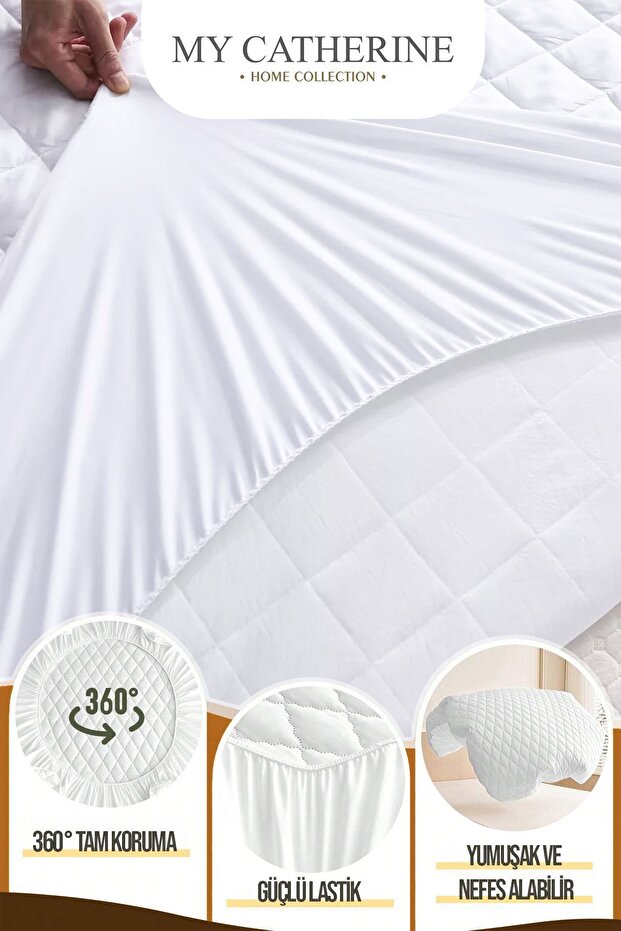 Sıvı Su Geçirmez Kapitone Fitted Full Kenar Tek Kişilik Çift Kişilik Bebek Çocuk Yatak Alez - 3