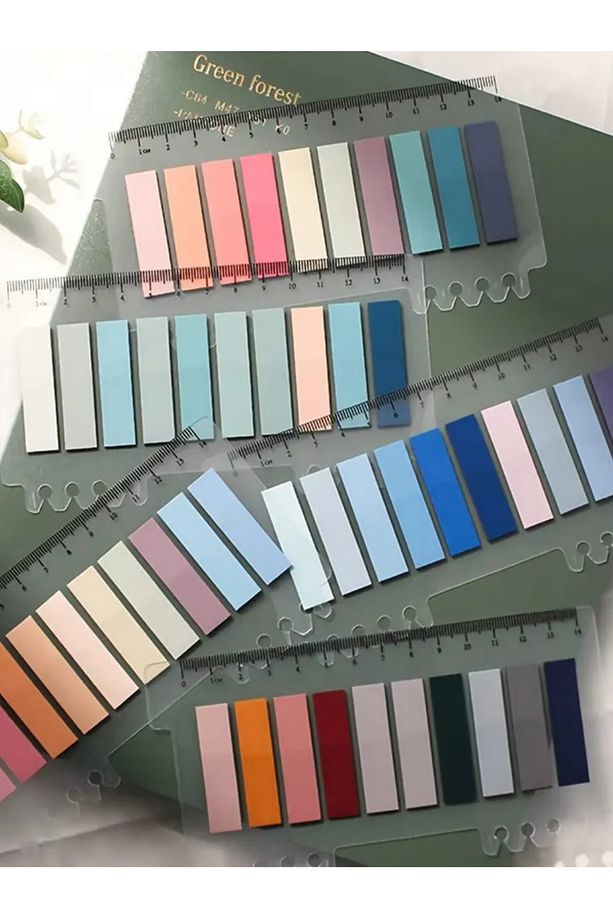 Pastel Tonlar 800 Yaprak Şeffaf Cetvelli Postit Not Kağıdı Seti 4 Adet Set-1 - 5