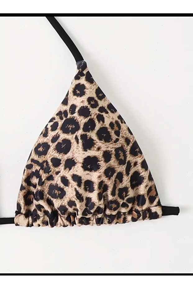 Leopar çift renk bikini üstü - 3