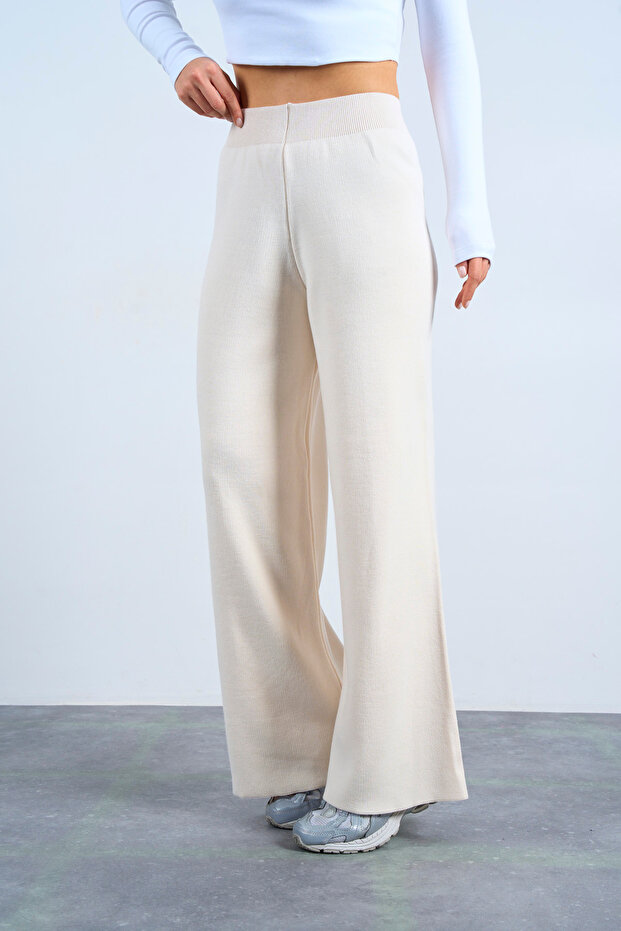 Kadın Yüksel Bel Basic Triko Pantolon - 1