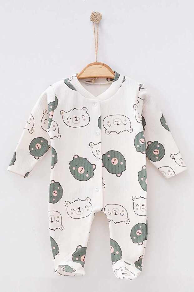 Newborn Baby Outfit One-Piece Cotton Teddy Bear Patterned Jumpsuit