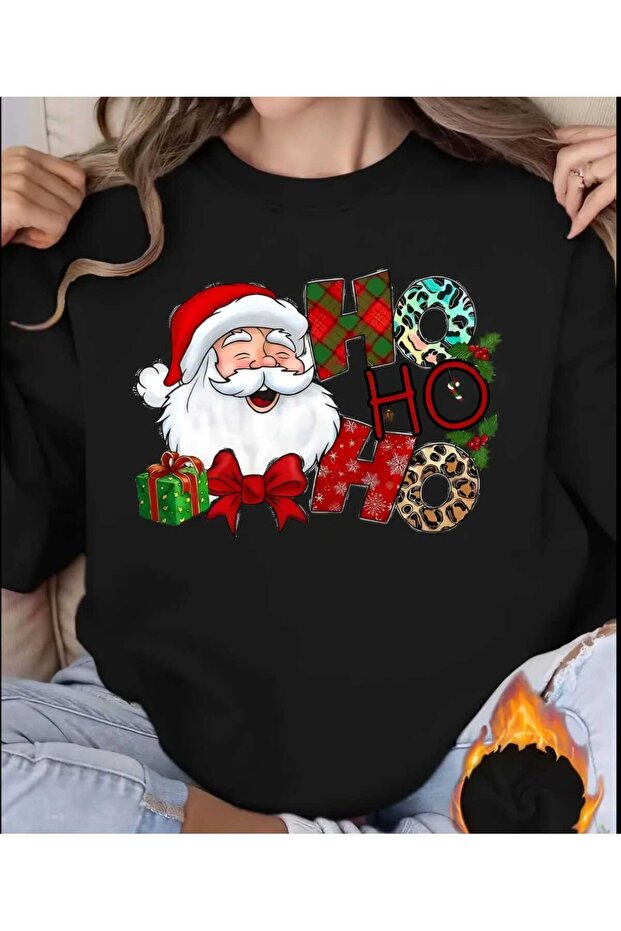 New Year's New Year Concept Ho Ho Ho Printed Crew Neck Oversize Sweatshirt Unisex