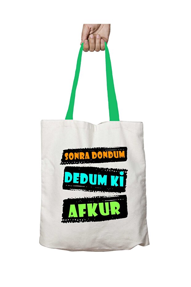 Green Handle after Dedum Ki Afkur Black Sea Washable Shoulder Bag