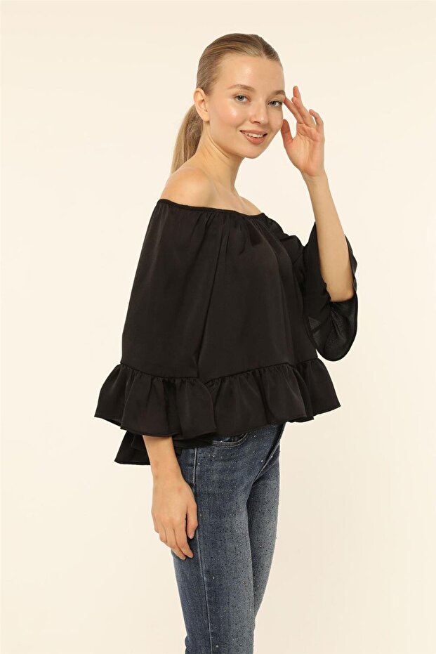 بلوزة ذات ياقة مطاطية - 2