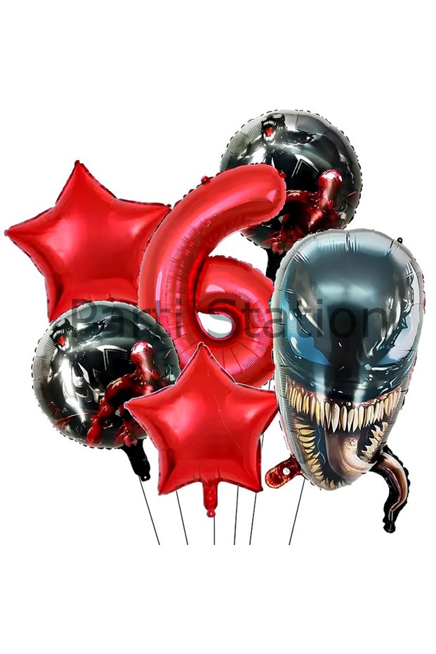 Toxic Rage Venom 6 Years Old Birthday Balloon Set Venom Red Concept Birthday Party Balloon Set