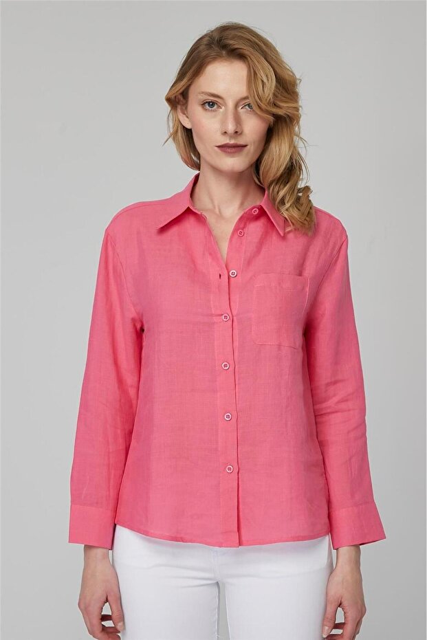 Keten Tek Cep Gömlek - 1