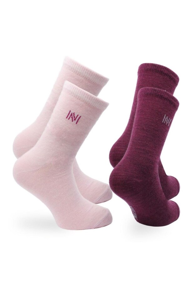 Helsinki Thin Knitted Merino Wool Casual Children's Socks 2 Pack Pink