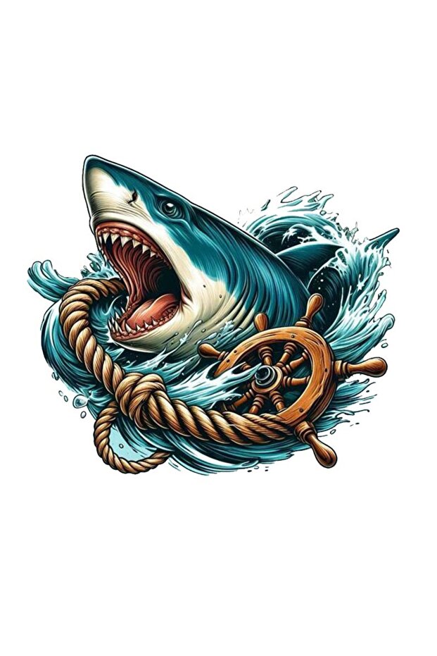 Shark White Shark Pattern Sticker - Car, Motorcycle, Helmet, Laptop, Glass 13X11 cm