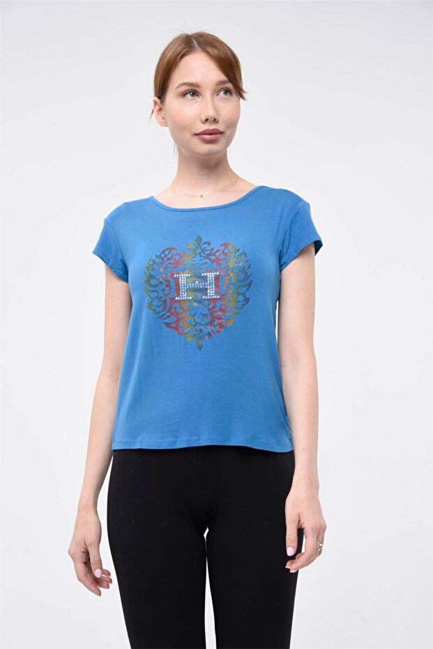 H Baskılı Tshirt - 1
