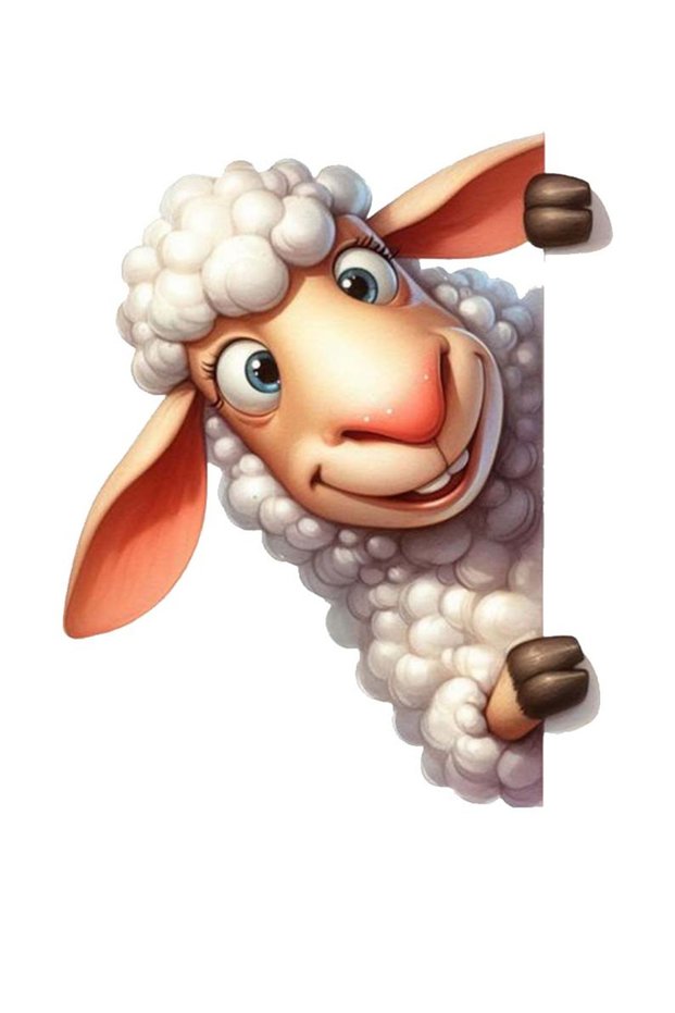 Cute Confused Sheep Sticker Car, Motorcycle, Helmet, Laptop, Glass Sticker 13X11 cm