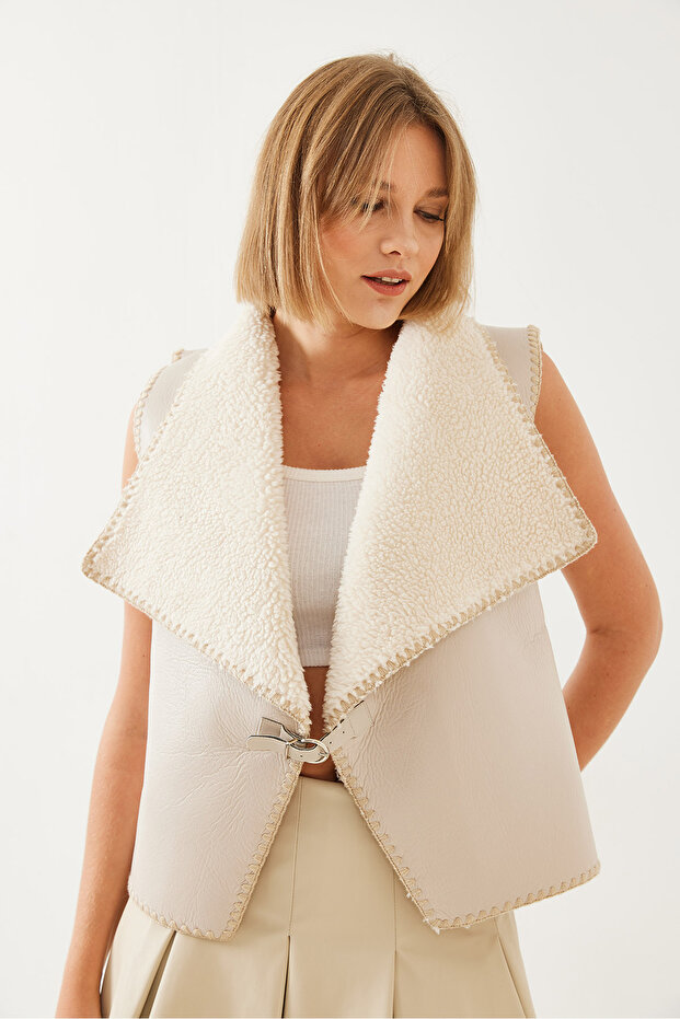 Дамска ръчно изработена жилетка от овча кожа 6391 60351112 - 5